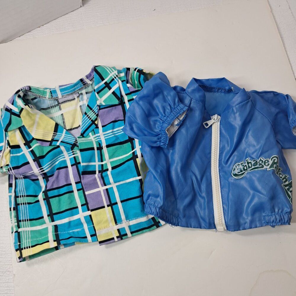 Cabbage Patch kids Plaid geometric 80s 90s collared top shirt & windbreaker blue